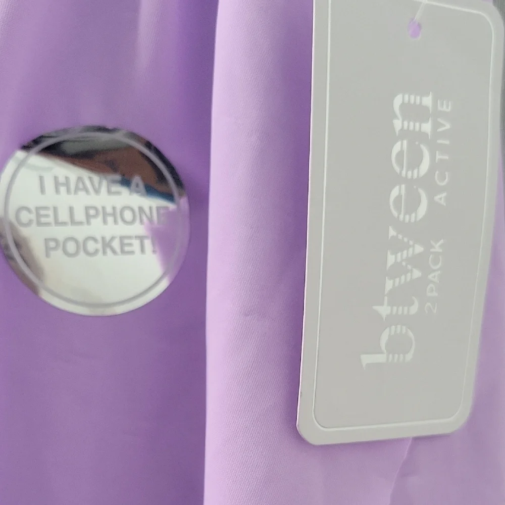 btween Light Purple & Black  Athletic Girls Shorts with Pockets Set Of 2 Size 10